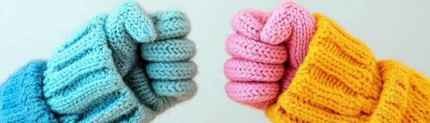 Siblings Making a Pinky Promise with Knitted Hands