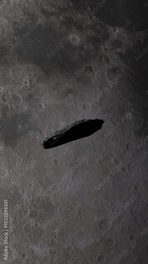 Wall mural vertical video of oumuamua asteroid interstellar comet visitor to solar system passing by the moon w