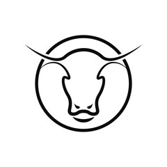 bull head logo design concept idea with label circle