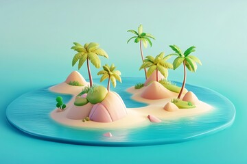 Obraz premium 3D Islands, Vibrant tropical paradise Background Wallpaper