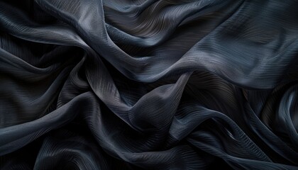 Abstract Draped Black Fabric Texture with Subtle Shimmer