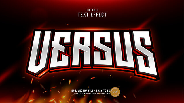 Esport editable text effect, versus word on red gaming text style