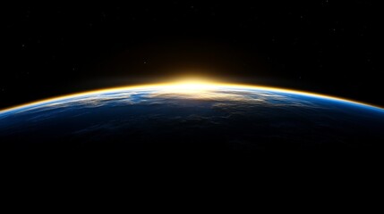 Fototapeta premium Earth's Horizon with a Glowing Sunrise from Space