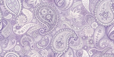 A swirling symphony of pastel purple paisley and floral patterns, seamlessly intertwined in a captivating tapestry of intricate details.