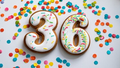 Decorated cookie, number 36, image for birthday or anniversary celebration