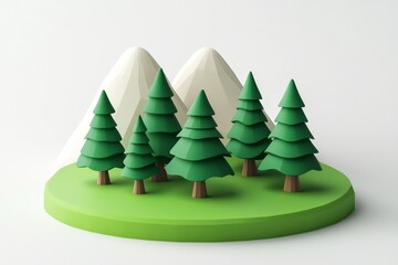 3D Forest Mountain, Verdant woodland base Background Wallpaper