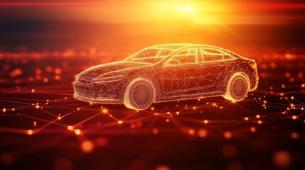 Autonomous Electric Car Connected to Network, Future of Transportation with Self Driving Vehicle