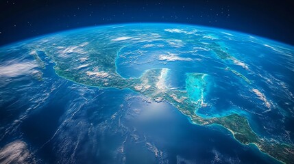 Obraz premium Satellite View of the Yucat?n Peninsula and the Caribbean Sea