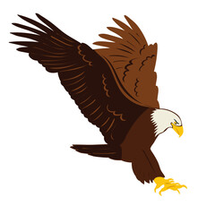 eagle grabs prey in flat style, vector