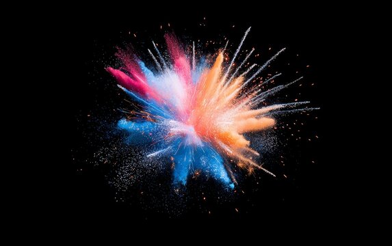 Vibrant fireworks exploding in a night sky, with dazzling colors and bright sparks, perfect for holiday celebrations, event promotions, or festive branding