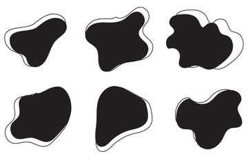 Set of colorful abstract organic shape print seamless pattern illustration in retro style. Trendy primary color background collection with creative drawing.