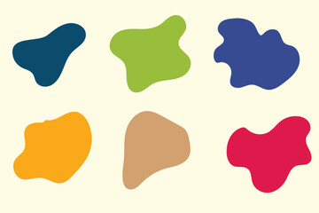 Set of colorful abstract organic shape print seamless pattern illustration in retro style. Trendy primary color background collection with creative drawing.