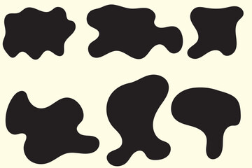 Set of colorful abstract organic shape print seamless pattern illustration in retro style. Trendy primary color background collection with creative drawing.