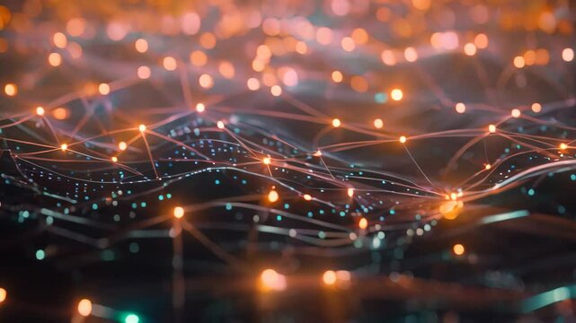 Abstract digital art depicting data flowing through a complex network of connections, An intricate network of data flowing through a complex system of interconnected nodes and pathways