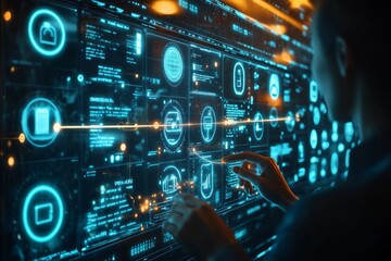 Fototapeta premium Holographic Citizen Portal, Digital Government and E Government Services