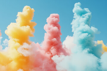 Fototapeta premium Colorful Smoke Clouds in Blue Sky