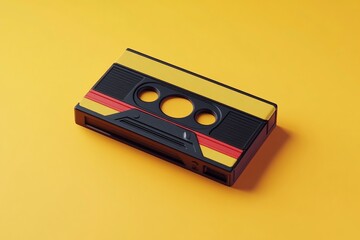Fototapeta premium 3D Cassette Tape, Classic retro music design Background Wallpaper
