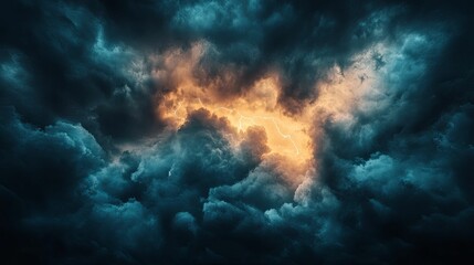 Fototapeta premium Dramatic Lightning Strike Through Storm Clouds