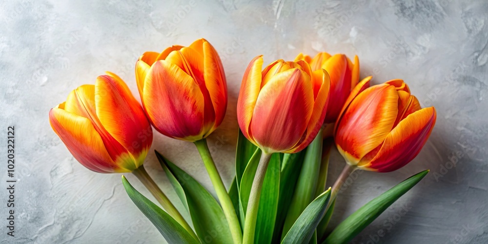 Poster A vibrant bouquet of tulips with yellow and red petals, showcasing the beauty of nature's delicate artistry.