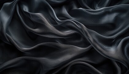 Obraz premium Draped Black Sheer Fabric with a Subtle Pattern