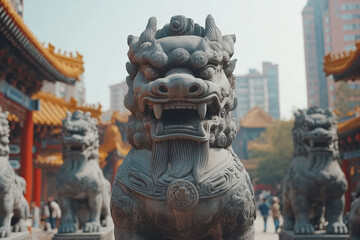 Lion Statues in Traditional Chinese Architecture 