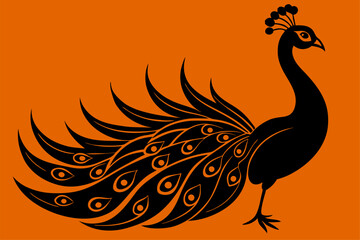 Elegant peacock silhouette with luxurious tail feathers
