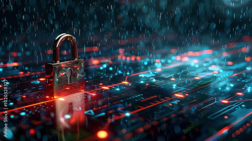 Aufkleber a lock is shown on a computer screen with a blue background