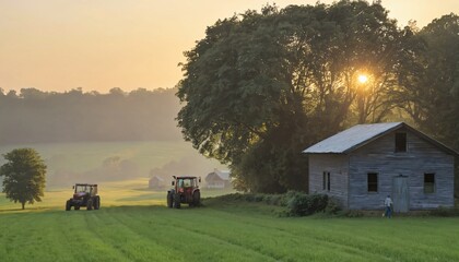 Obraz premium rural morning routine