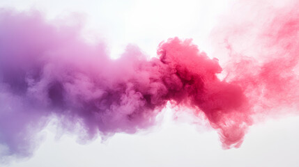 Fototapeta premium A vibrant, abstract image of pink and purple smoke swirling against a white background.