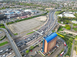Aerial View of West Brent Cross Central London City of England United Kingdom. April 12th, 2024