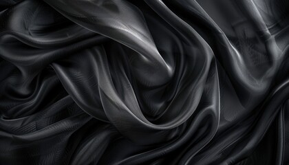 Obraz premium Draped Black Sheer Fabric with Subtle Shimmer