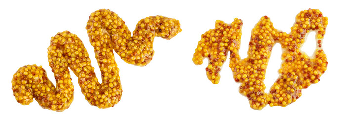 french mustard isolated on white background with full depth of field. Top view. Flat lay.