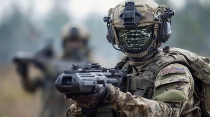 Fototapeta premium Artificial intelligence in warfare: Military strategies using AI and autonomous systems for advanced combat operations