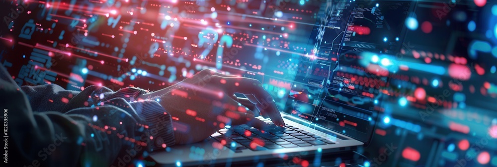 Leinwandbilder protecting data through advanced cyber security measures, highlighting a hands-on approach to safegu
