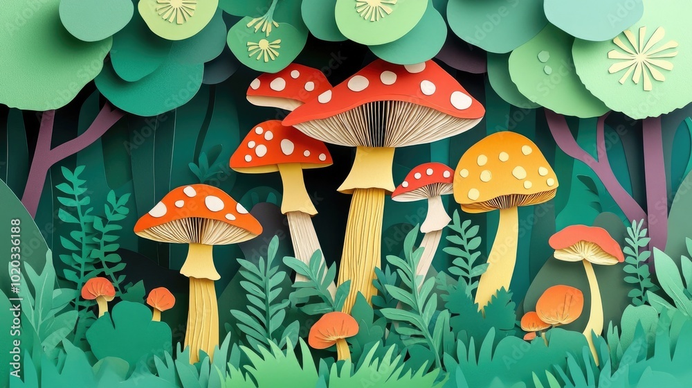 Poster mushrooms growing on a tree in a wooded area mushrooms on a tree in a forest