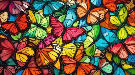 Abstract pattern of bright colorful wings of butterfly