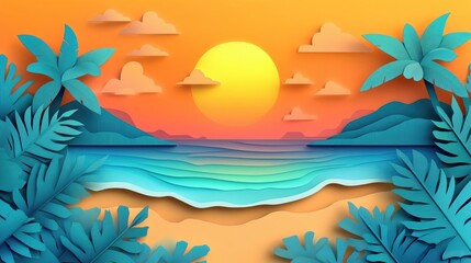 Morning sunrise viewed from a picturesque beach on a serene island Serene beach sunrise landscape