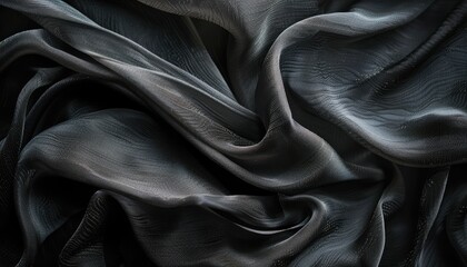 Obraz premium Black Sheer Fabric with a Subtle Shimmer, Close-Up