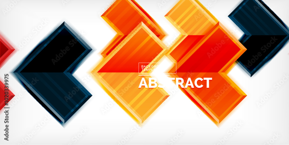Poster Arrow symbols created with 3d effects and line texture geometric abstract background