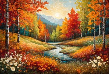 Naklejka premium vibrant natural patterns evolving through seasons showcasing unique textures colorforms transformations changing landscape, rainbow, lgbtq, lgbt, pride