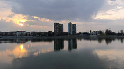 Naklejka premium banks of Danube river in Novi Sad