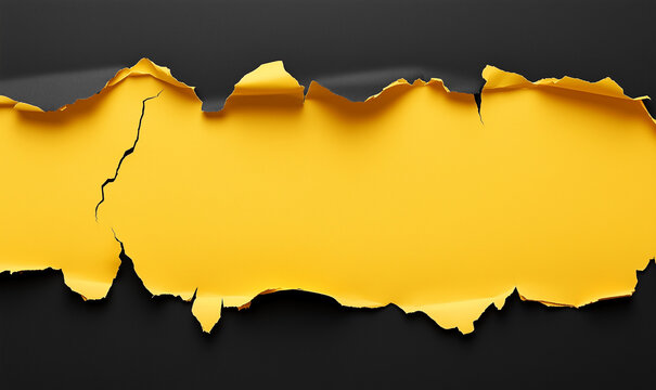 Yellow and black Torn paper top view, Black Friday concept, Black Friday Composition, discount banner. Copy space.