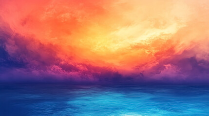 Obraz premium Abstract Sunrise Sky and Ocean Nature Background: A dreamy background featuring an abstract sunrise sky over the ocean, perfect for a serene and inspiring design.