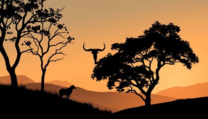 Single Color Silhouette Scenes nature landscapes