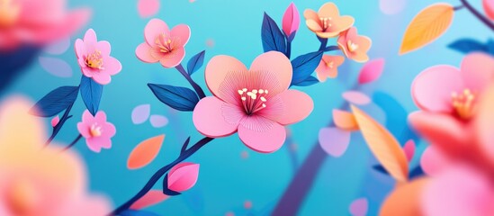 Fototapeta premium Peach blossoms with shallow depth of field Peach blossoms with blurred background