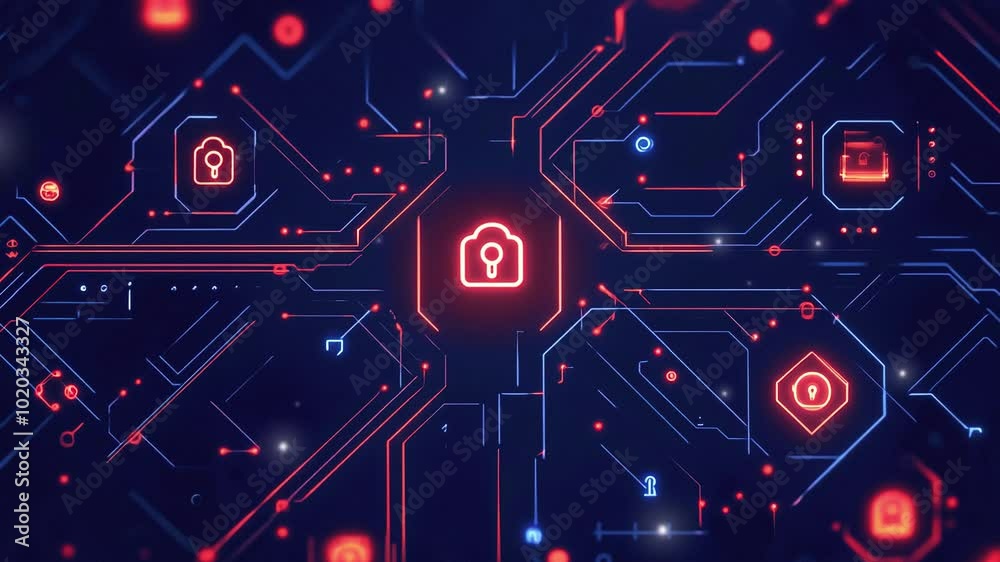 Poster cyber security network. digital padlock icon. futuristic technology. data security. abstract digital