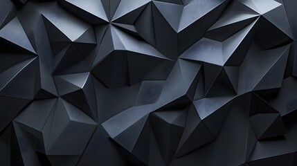 Fototapeta premium 3D low-poly background with black triangles, simple shapes, and a dark grey color