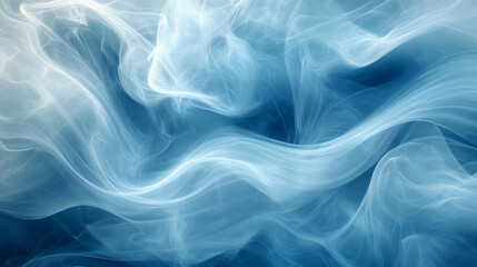 Fototapeta premium Soft Wisps of Blue Smoke Flowing Elegantly Through Abstract Airy Space