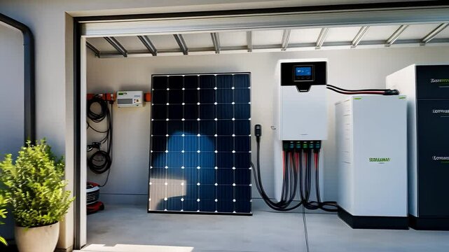 Solar Power Battery Storage System in Residential Garage