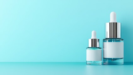 Three White and Clear Bottles: Toner with Dropper, Serum, and Cream